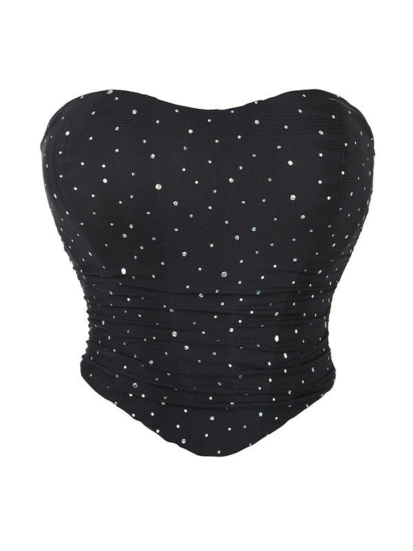 Y2kEinfaches Strass Bandage Korsett Top