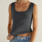 Graues Vintage Geripptes Slim Fit Tank Top