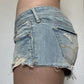 Blue Vintage Low Rise Fringed Denim Shorts