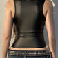 Schwarzes Basic Tanktop mit Lederbeschichtung