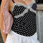 Schwarzes Y2k Camisole Top mit Spitzen Patchwork und Schleife