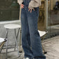 Jeans Boyfriend larghi vintage blu con stampa sul retro