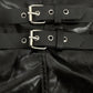 Black punk leather shorts with buckle