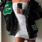 Retro Schwarze Oversize Logo Varsity Jacke