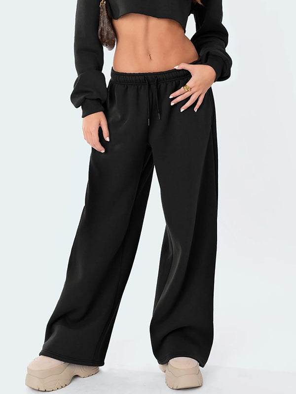 Schwarze Klassische Loose Fit Jogginghose mit Kordelzug