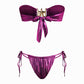 Vintage starfish decoration ruffles bikini set with knot