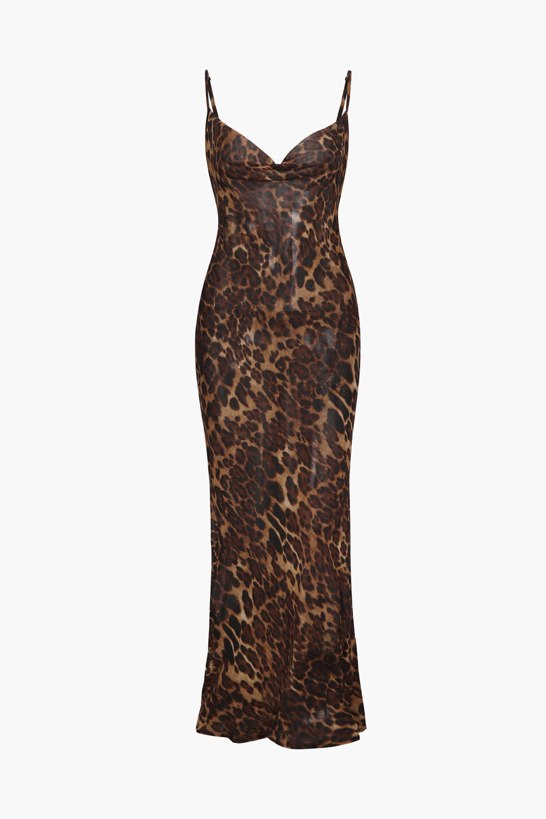 Leopard Print Draped Slim Maxi Dress