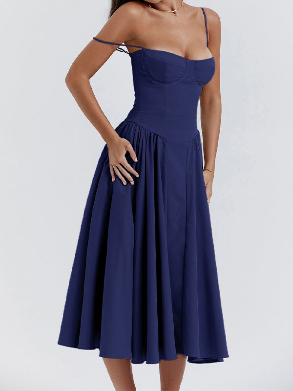 Dark blue vintage cami midi dress