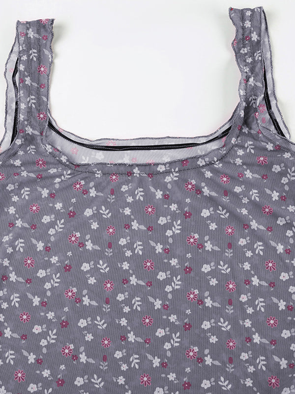 Vintage Mesh Floral Perspective Tank Top