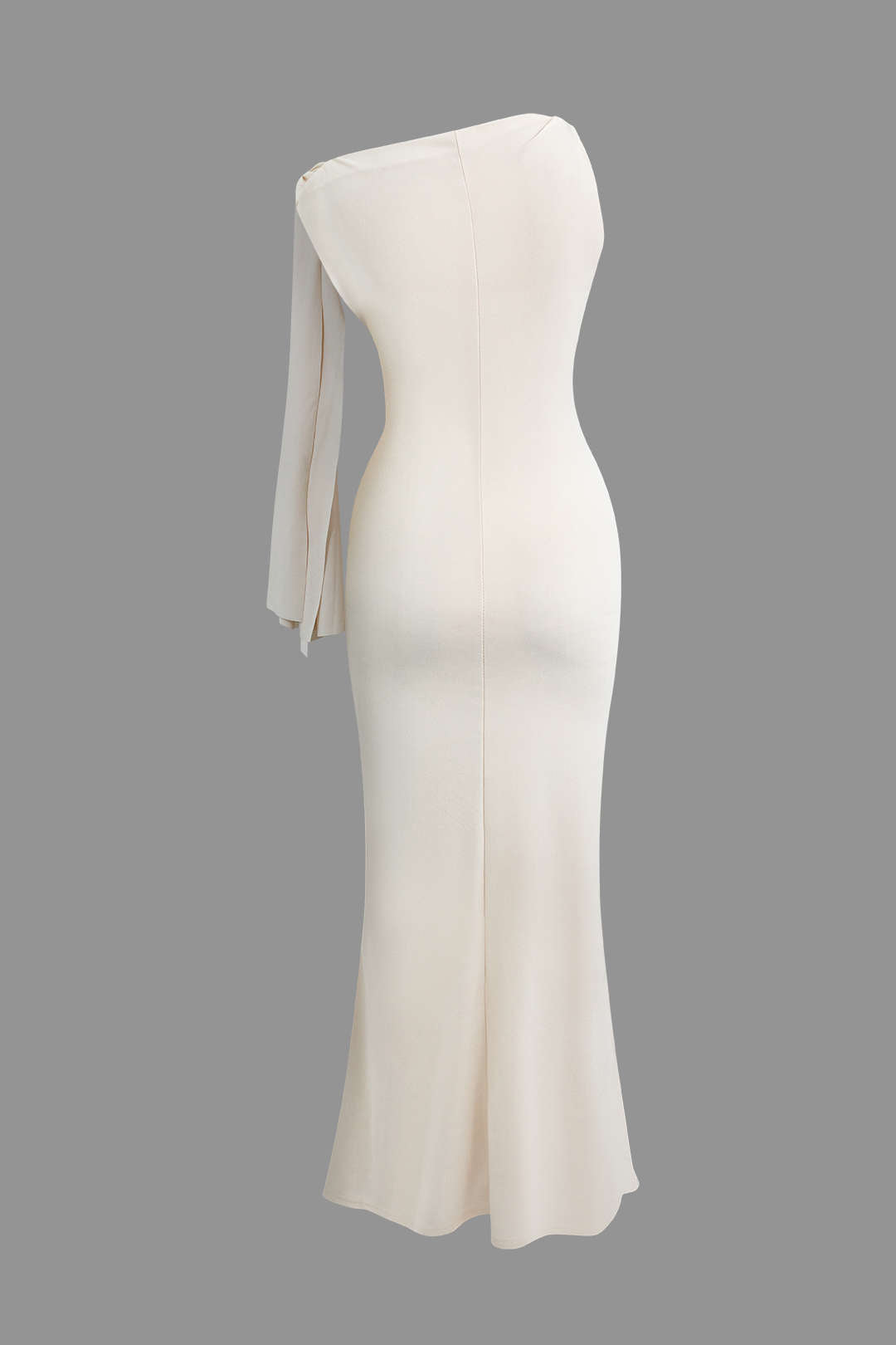 White Asymmetrical Mermaid Maxi Dress with Knot