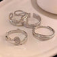 Silbernes Vintage 4 Teiliges Dorn Rose Weinreben Armreif Ring Set