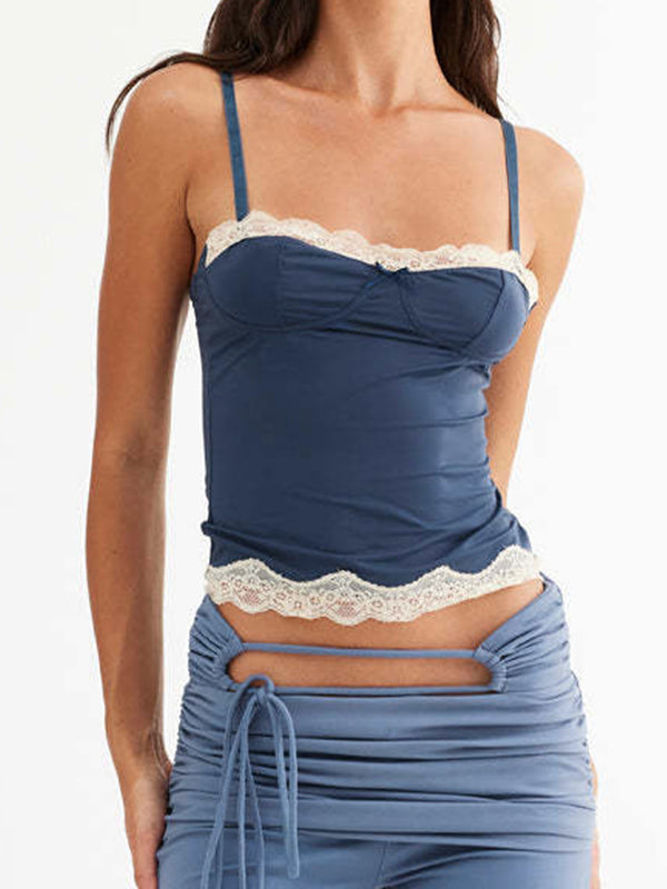 Blaues Vintage Spitzen Camisole