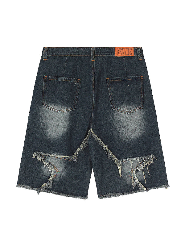 Vintage Baggy Sternmuster Patchwork Jeansshorts