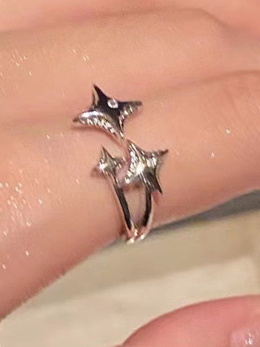 Silver Vintage Filigree Star Cuff Ring