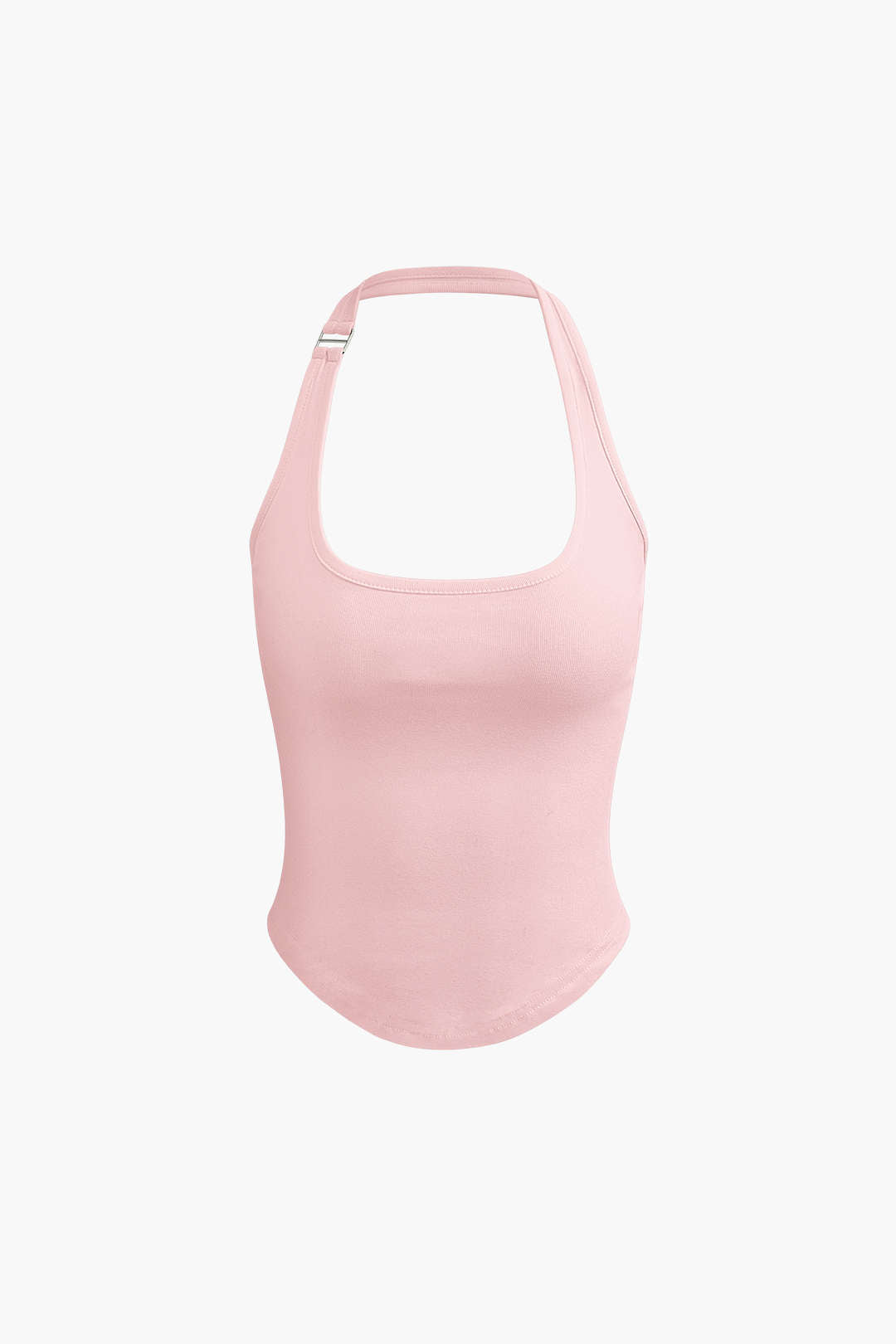 Halter Tank Top with Curved Hem