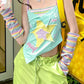 Blauwe Y2K Star Patch asymmetrische cami top
