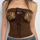 Vintage Bedrucktes Gürtel Cutouts Bandeau Top