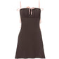 Brown Y2K Pleated Chest Backless Mini Dress with Bow