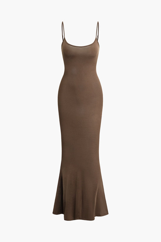 Klassisches Verstellbaren Trägern Maxi Slip Kleid