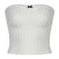 White French Bow Bandeau Top with Texture