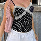 Schwarzes Y2k Camisole Top mit Spitzen Patchwork und Schleife