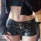 Dark Punk PU Leather Hollow Shorts