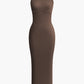 Kreuz Rückenfreies Schlitz Slim Midi Kleid