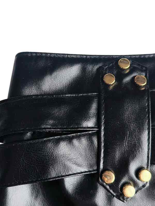 Dark Punk PU Leather Hollow Shorts