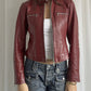 Rote Vintage Punk Motorradjacke