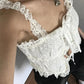 White Fairycore Jacquard Lace Lacing Cami Top