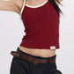 Red Retro Splicing Plain Back Tank Top