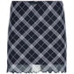 Blauer Vintage Plaid Mesh Minirock mit Schleife