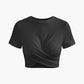 Einfarbiges Crop Top mit Verdrehtem Saum