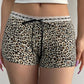 Punk Low Rise Leopardenmuster Shorts mit Spitzenbesatz