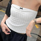 White French Bow Bandeau Top with Texture