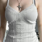 Vintage V Neck Cami Top with Lace Trim