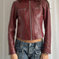 Rote Vintage Punk Motorradjacke