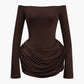 Solid Y2k Ruffle Off Shoulder Mini Dress