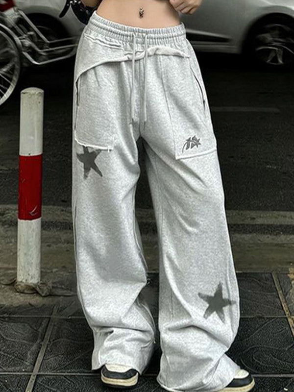 Graue Y2k Sternenprint Sweatpants