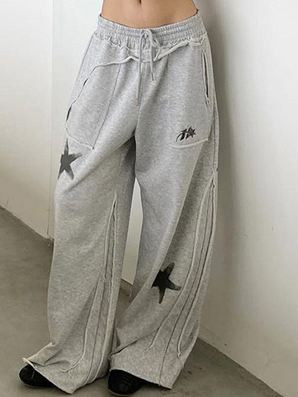 Graue Y2k Sternenprint Sweatpants