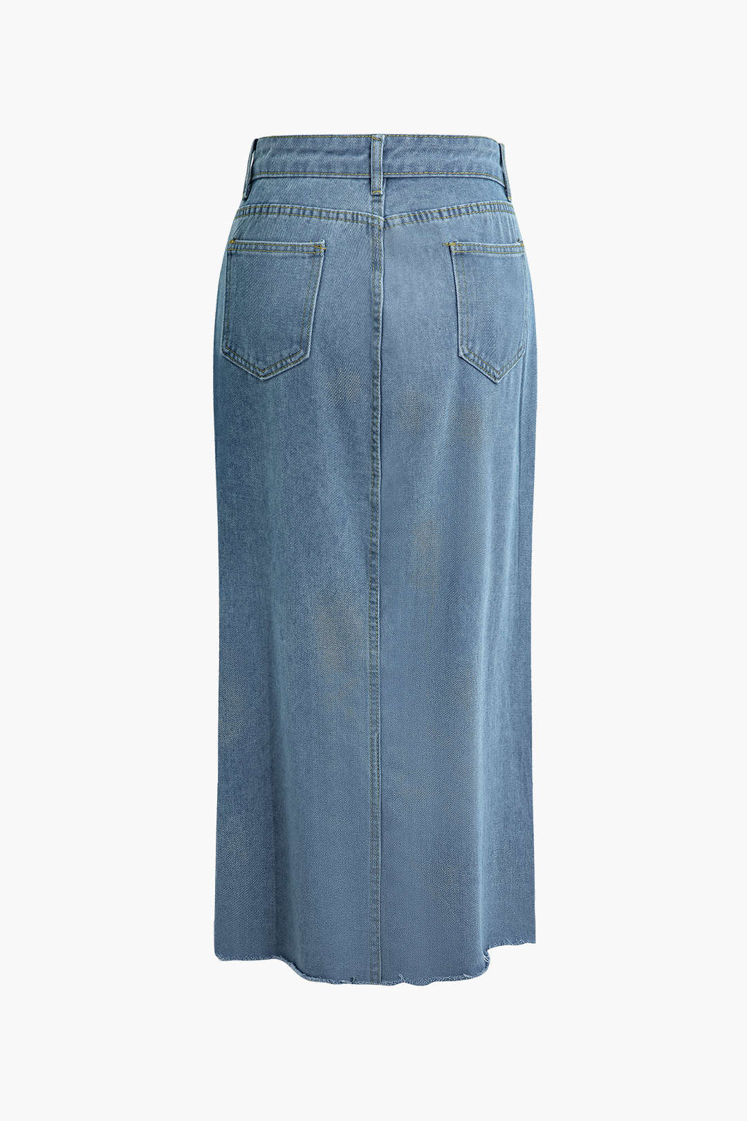 Wrap Slit Denim Midi Skirt with Label