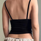 Black Vintage Pleated Backless Slim Camisole