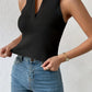 Vintage Slim Fitted Sleeveless Top with Collar