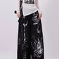 Schwarze Grunge Graffiti Druck Baggy Jeans