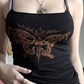 Black Y2K Butterfly Print Slim Fit Cami Top