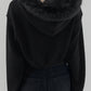 Classic Black Versatile Solid Color Corduroy Cardigan Made of Plush 