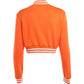 Orange Contrast Color Crop Varsity Jacket