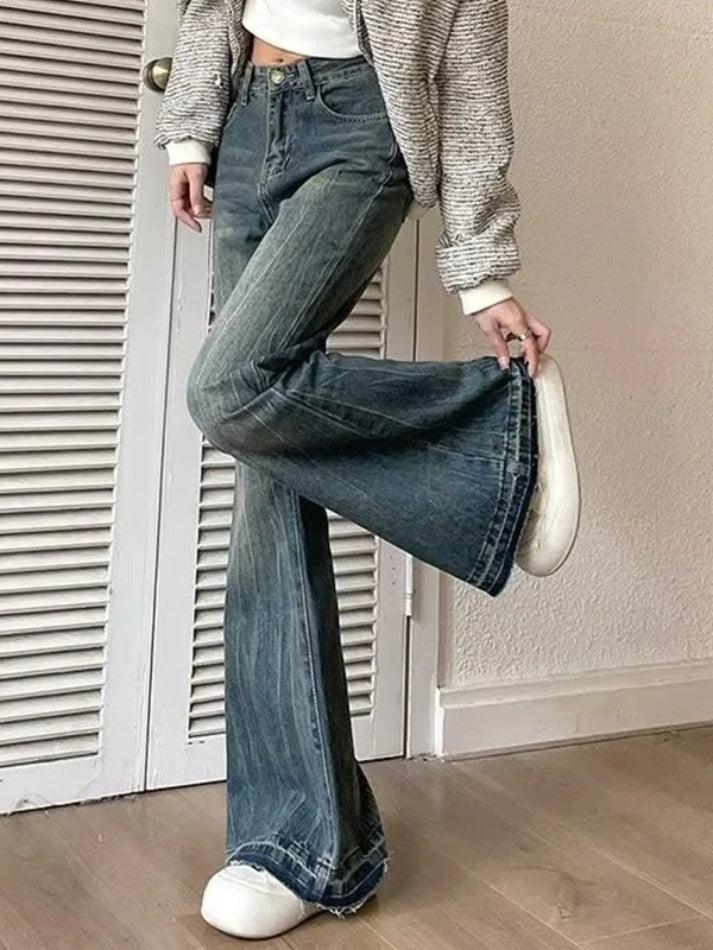 Blaue Vintage High Waist Flared Jeans