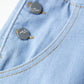 Blauer Vintage Overall mit Großen Taschen und Splash Ink Print