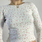 Weißes Vintage Ditsy Blumenmuster Rundhals Pullover mit Langen Ärmeln